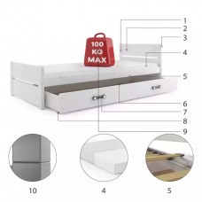 Bērnu vienvietīgā gulta Bartek 90x200 balts